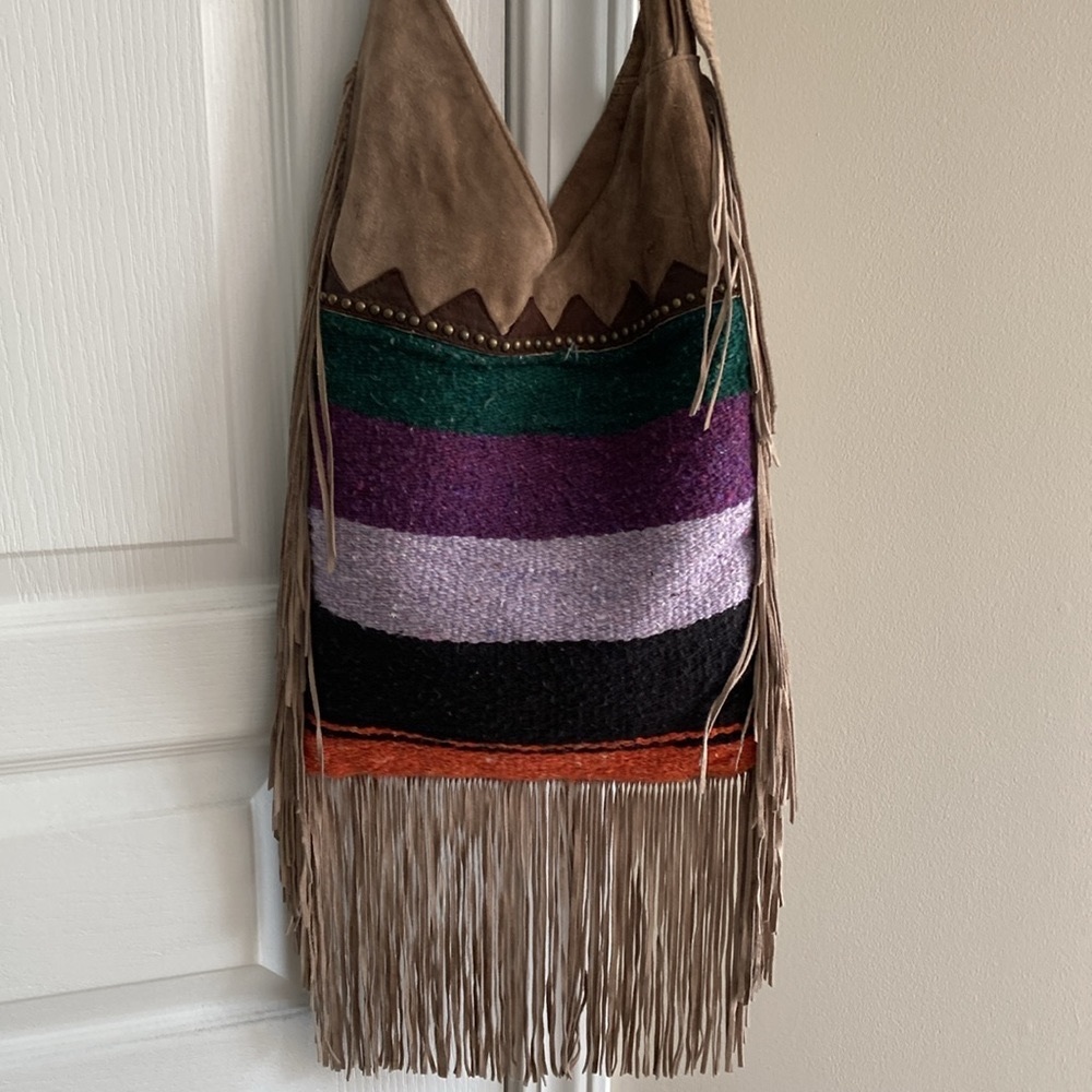 JOSE LUIS Serape Suede Fringe Crossbody